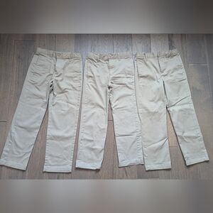 Cat & Jack size 7 Boys Straight Fit Uniform Pants In Khaki - 3 Pairs